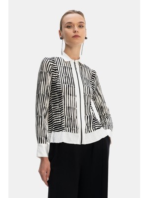 Vakko Black-White Striped Shirt