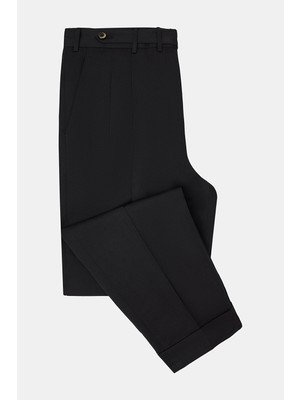 Vakko By PT01 Black Plain Diagonal Weave Trousers