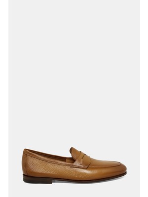 Santoni Santonı Tan Strap Leather Loafers