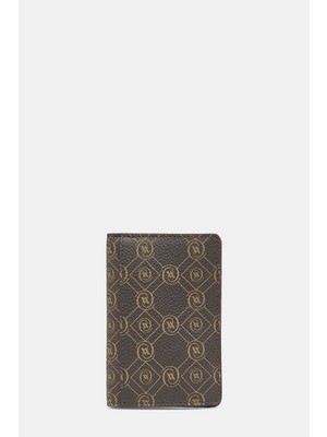 Vakko Brown Monogram Leather Wallet