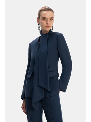 Vakko Navy Foulard Detail Jacket