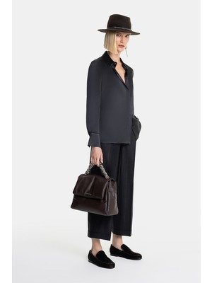 Vakko By Peserıco Anthracite Wide-Leg Trousers
