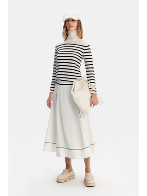 Vakko Ecru Midi Skirt