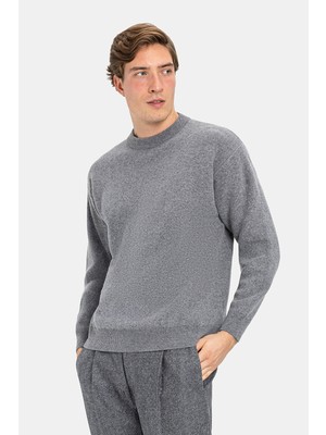 Vakko By Danıele Fıesolı Anthracite Melange Crew Neck Knit Sweater