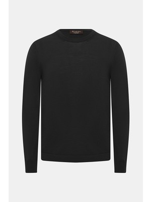 Vakko By Gran Sasso Round Neck Fine Wool Knit Sweater