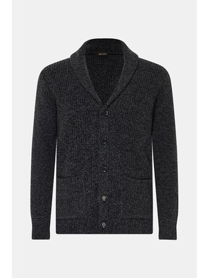 Vakko Shawl Collar Chunky Knit Cardigan