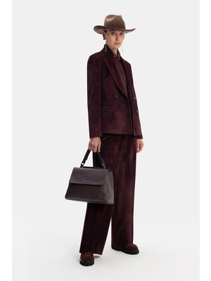 Vakko By Peserıco Burgundy Velvet Trousers