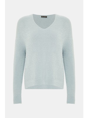 Vakko Light Grey V-Neck Knitwear