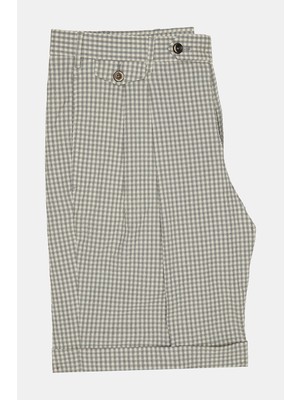 Vakko By PT01 Grey Double Pleated Bermuda Shorts