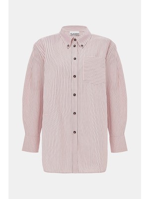 Ganni Gannı Light Pink Striped Shirt