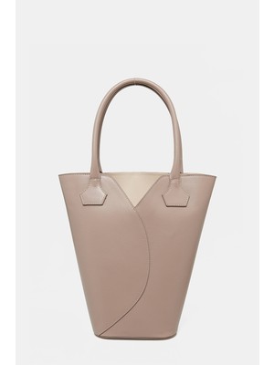 Vakko Beige Leather Bag