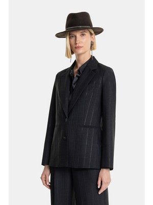 Vakko By Peserıco Anthracite Striped Jacket