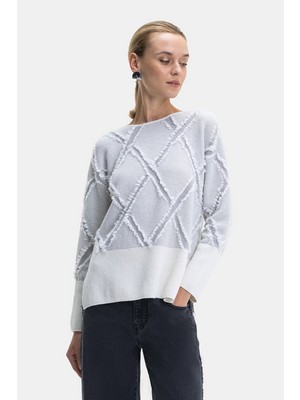 Vakko Ecru Knit Sweater