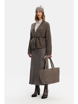 Vakko Mink Knit Midi Skirt