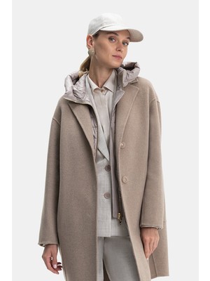 Vakko Beige Wool/cashmere Pea Coat