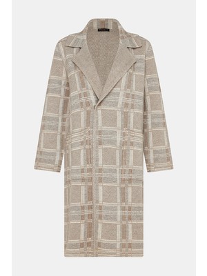 Vakko Beige Double-Breasted Coat