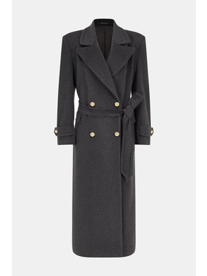 Vakko By Taglıatore Anthracite Virgin Wool Coat