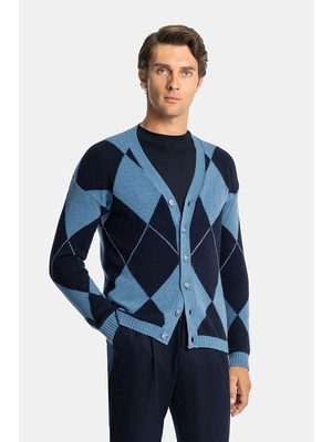 Vakko By Danıele Fıesolı Button-Front Diamond Pattern Knitwear