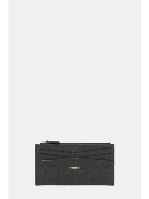 Vakko Black Monogram Leather Wallet