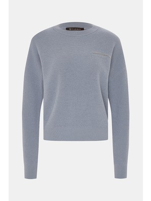 Vakko By Peserıco Blue Wool Silk Knit Sweater