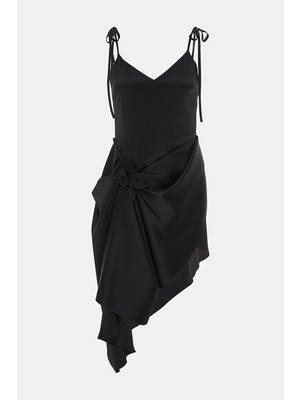 DAVID KOMA Davıd Koma Black Asymmetric Dress