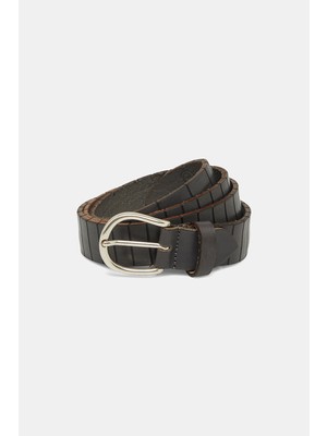 Vakko Anthracite Leather Belt