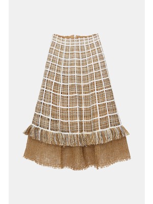 Vakko By Pe De Chumbo Camel-White Skirt