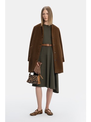 Vakko Brown Wool Pea Coat