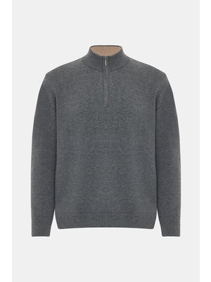 Vakko Zip Mock Neck Knit Sweater