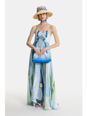 Vakko Blue Strappy Dress