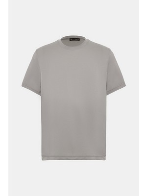 Vakko Smoke Grey Round Neck Short Sleeve T-Shirt