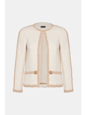 Vakko Beige Tweed Jacket