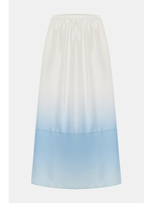 Vakko Ecru-Blue Ombre Skirt