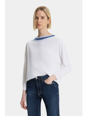 Vakko White-Blue Knit Sweater