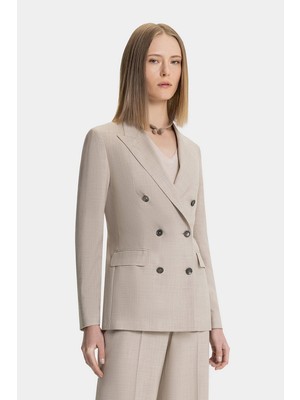 Vakko By Taglıatore Beige Double-Breasted Jacket