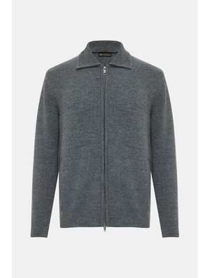 Vakko Zip-Up Thick Cardigan