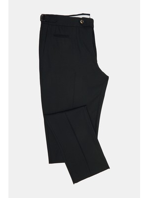 Vakko By PT01 Black Flat-Front Wool-Silk Trousers