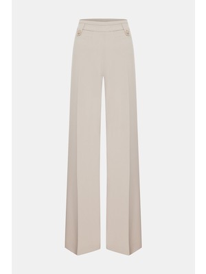 Vakko Beige Straight-Leg Trousers