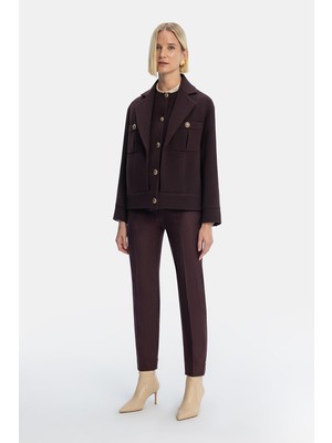 Vakko Burgundy Striped Trousers