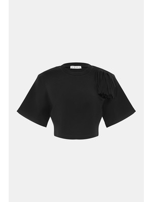 Area Relaxed Fit Black Round Neck T-Shirt