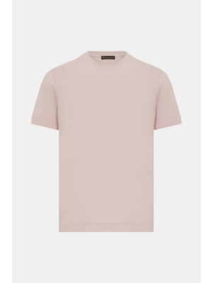 Vakko Powder Pink Round Neck Short Sleeve T-Shirt