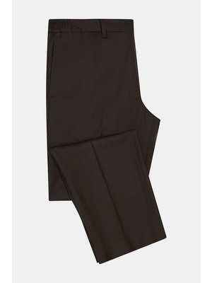 Vakko Brown Wool Flannel Trousers
