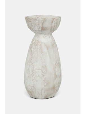 Vakko Antique White Pillar Candle Holder