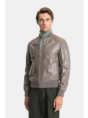 Vakko Zip Leather Pilot Jacket