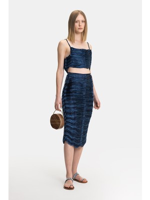 Vakko Blue Skirt