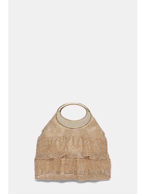 Vakko Silver Stone Embellished Bag