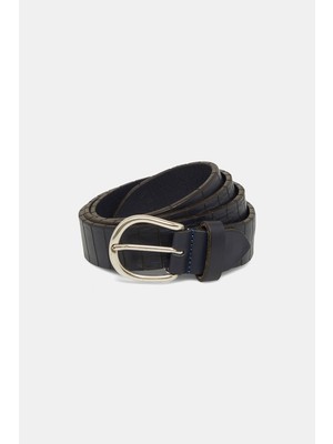 Vakko Navy Leather Belt
