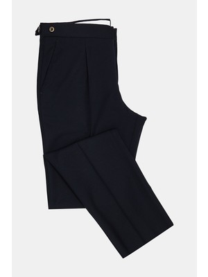 Vakko Navy Pleated Trousers