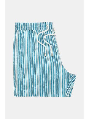 Vakko Turquoise Patterned Swim Shorts