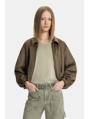 Vakko Khaki Bomber Jacket